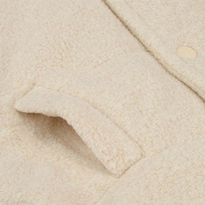 akachan honpo - 仿羔皮呢鋪棉夾克-淺卡其色