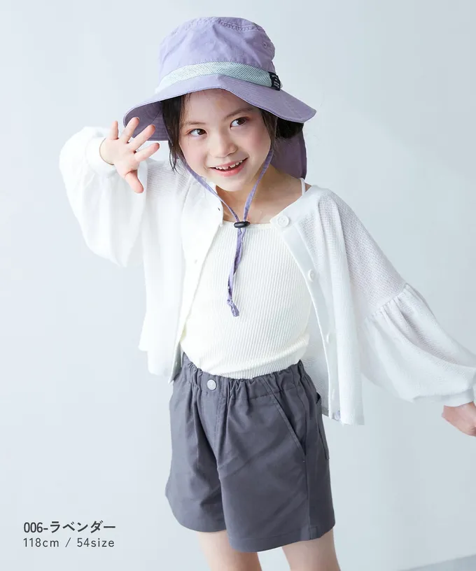 日本 devirock - UVcut 防潑水蓋脖遮陽帽(可親子裝)-薰衣草