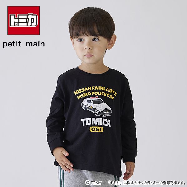 日本 petit main - TOMICA聯名薄長袖上衣-警車-黑