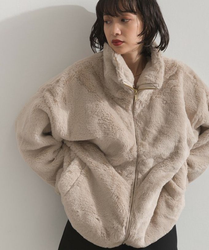 日本 ELENCARE DUE - 奢華毛絨柔軟寬鬆保暖拉鍊外套-摩卡棕