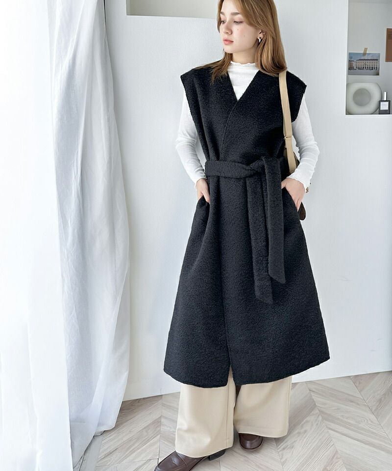 日本 Classical Elf - 前後2way短毛附綁帶背心洋裝-灰