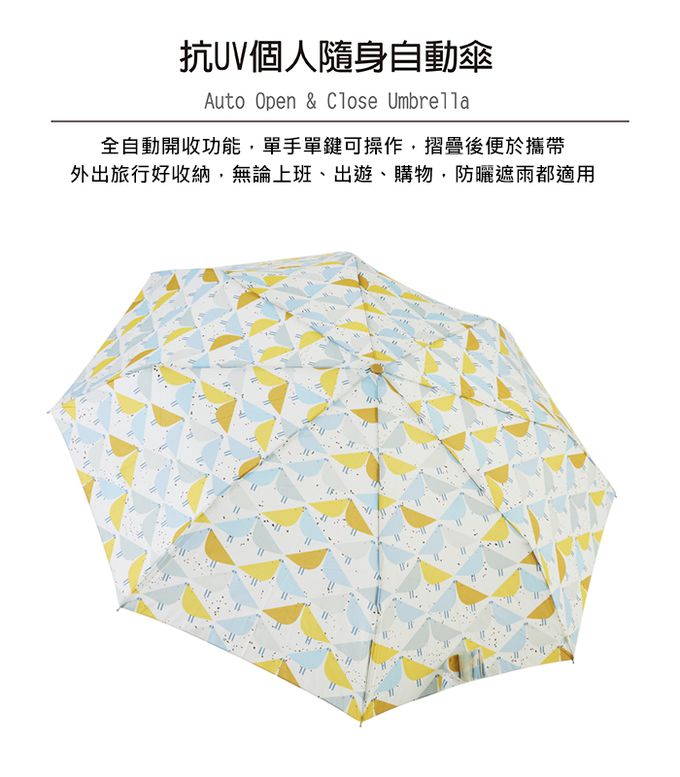 Rainstory - 抗UV隨身自動傘-北歐森林鳥-330g