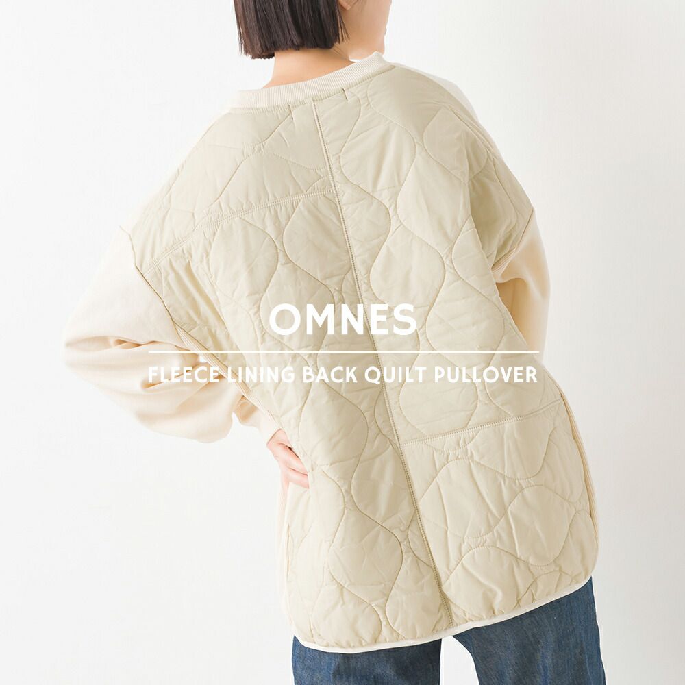 日本 OMNES - 絎縫拼接落肩長袖上衣-石墨灰