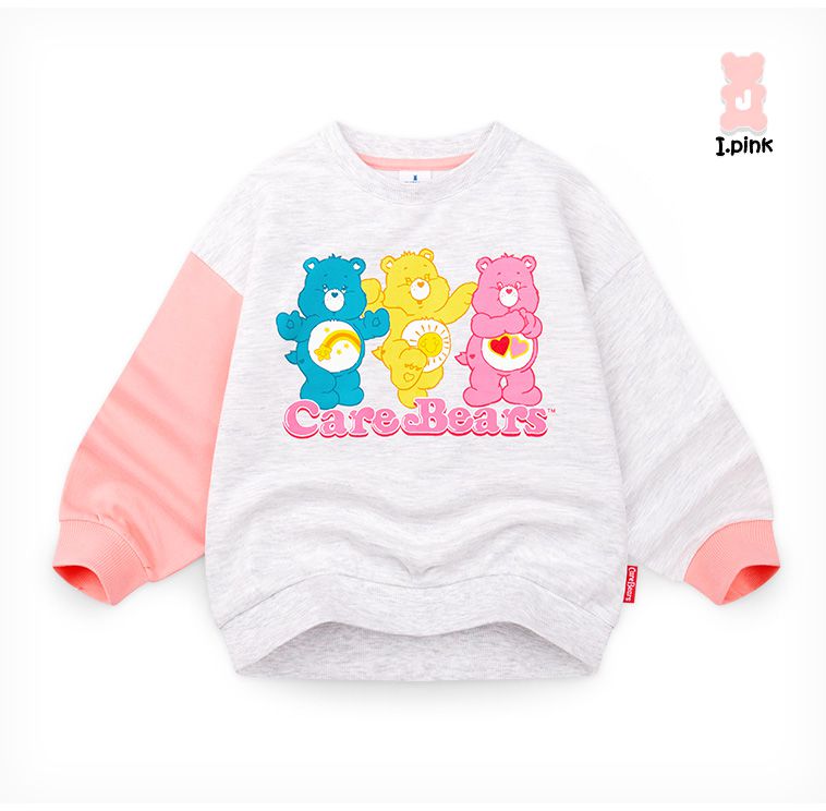 韓國 Jelispoon - (聯名款)熊熊好友印長袖套裝-粉X淺灰