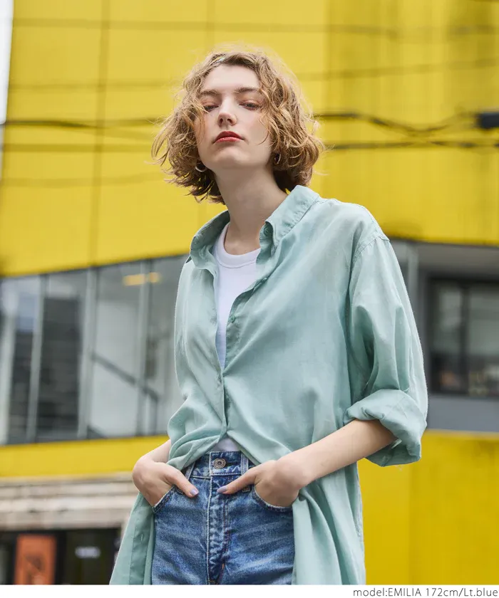 日本 COCA - 純棉透感長版薄外套-軍綠