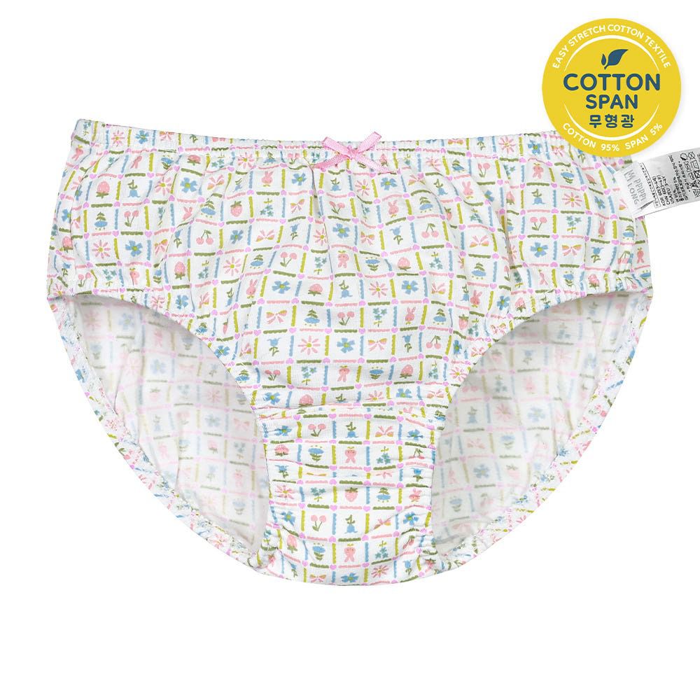 輕柔棉透氣三角褲(女寶)-繽紛花園小方格