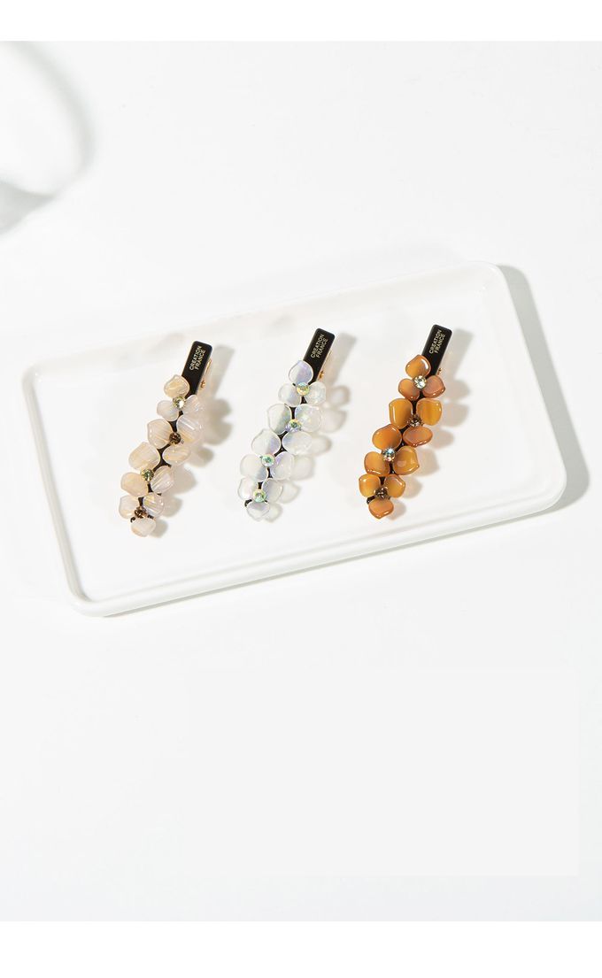 韓國 Soo&Soo - 正韓製CREATION FRANCE立體花朵髮夾-絢彩紅寶石