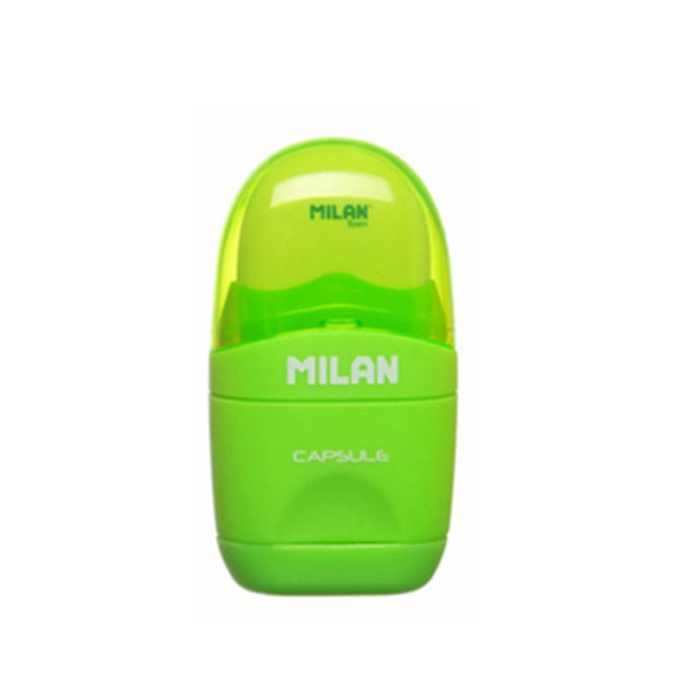 MILAN - 太空膠囊橡皮擦+削筆器_螢光系列_蘋果綠