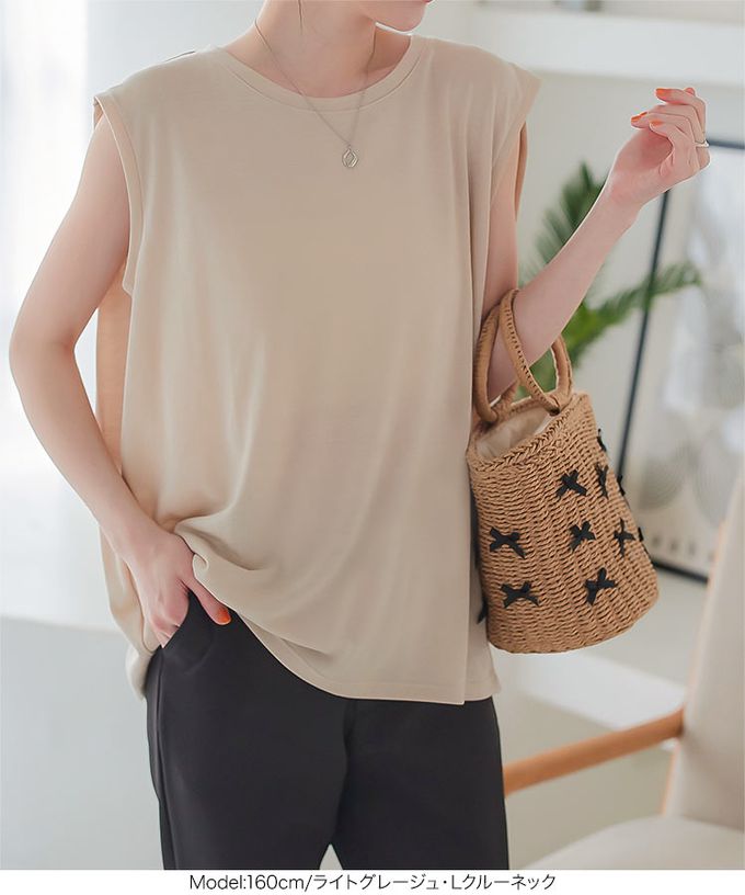 日本 Kobe Lettuce - 定番款率性無袖上衣(領可選)-黑