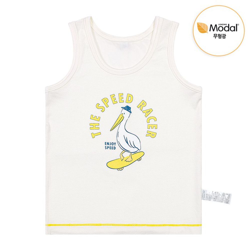 莫代爾親膚絲滑背心內衣(男寶)-滑板大嘴鳥-米