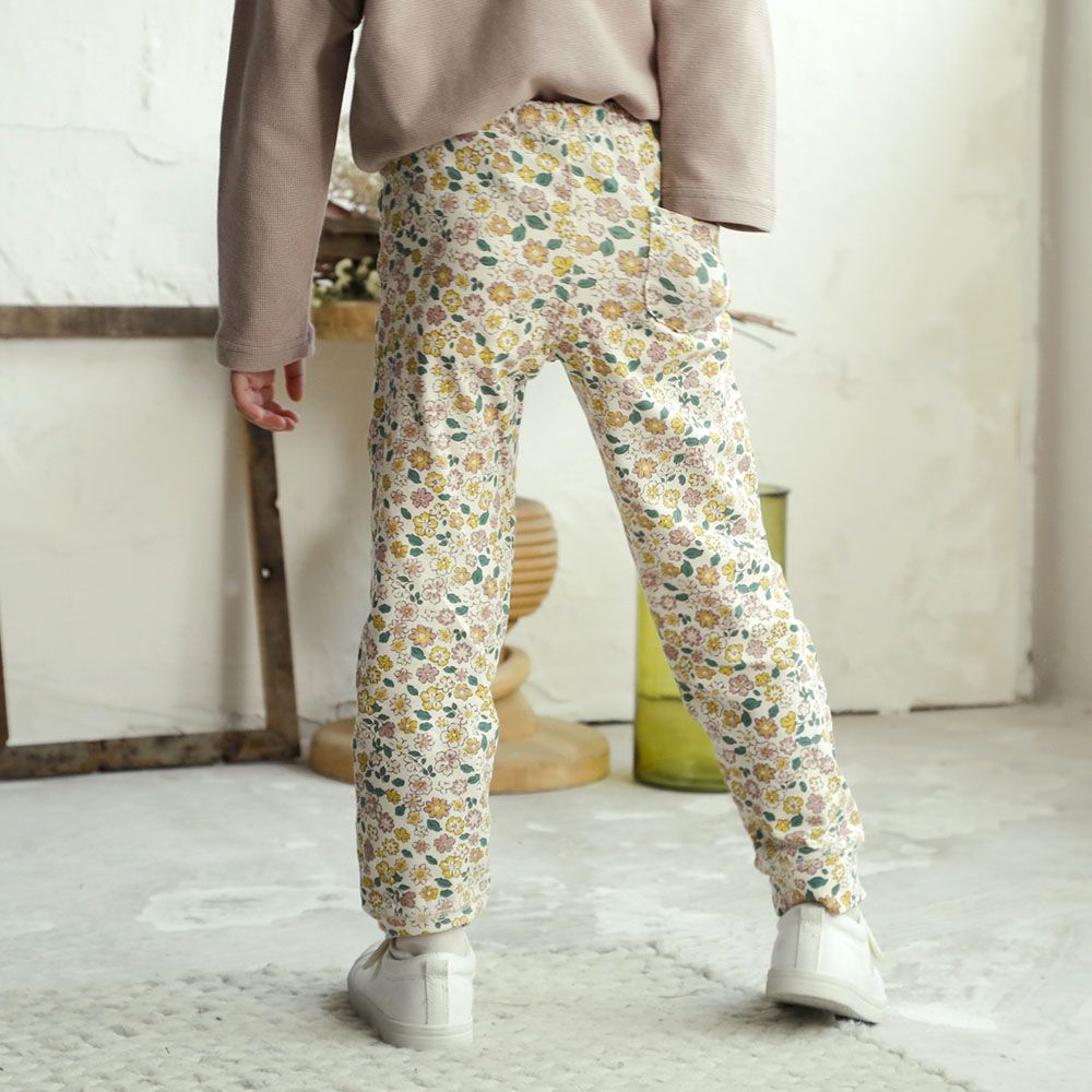 日本 ma lalumiere store - 人氣No.1 百搭印花薄款合身長褲-碎花-奶油黃