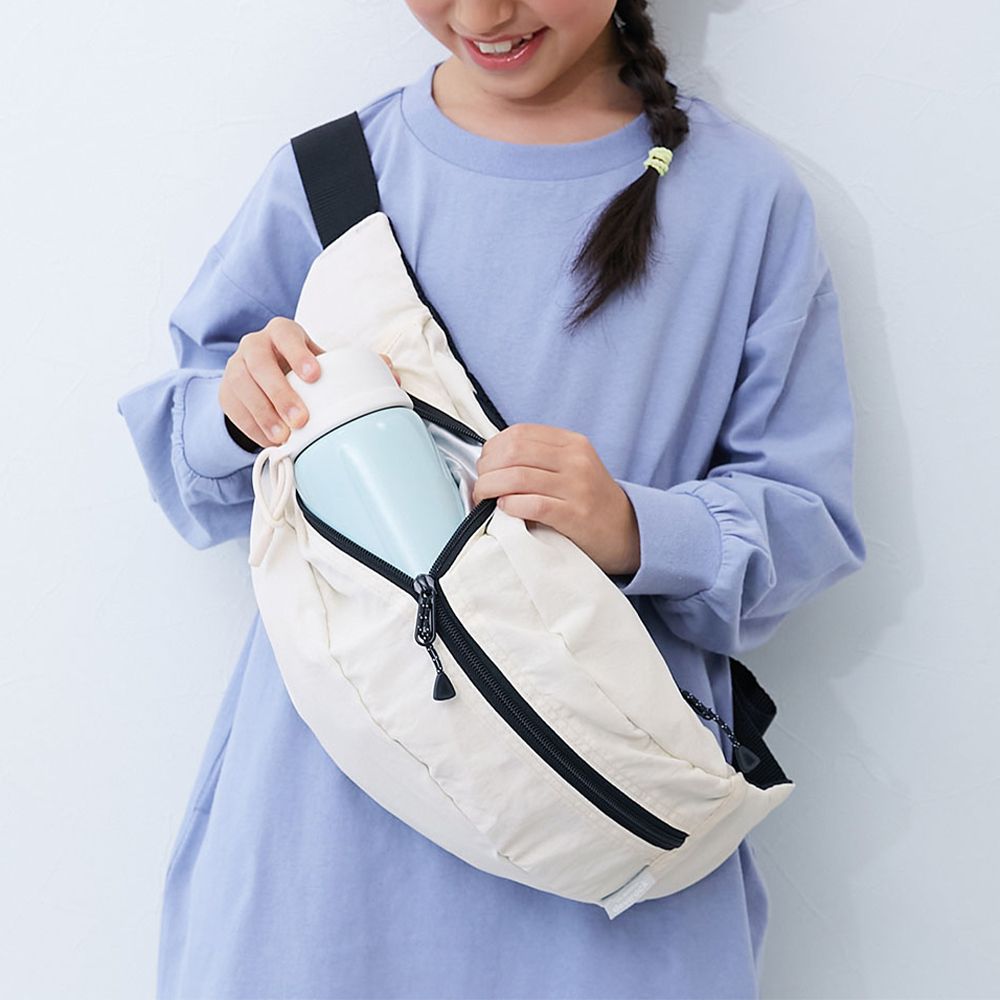 飽和色大容量側揹腰包(親子通用)-象牙白 (約17x43x11cm)