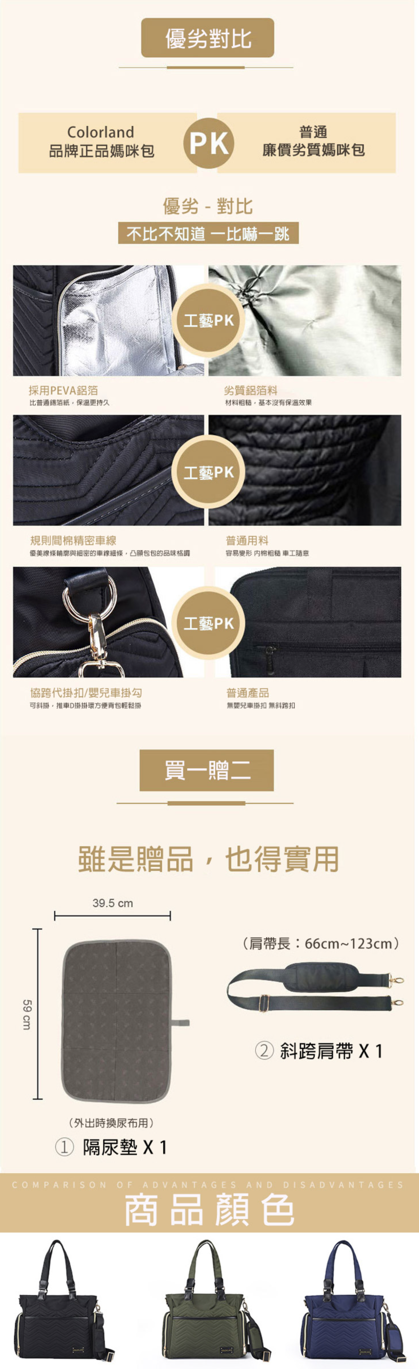 Colorland - 波紋手提包 中型時尚 附斜背帶-黑色 (32*13*30cm)