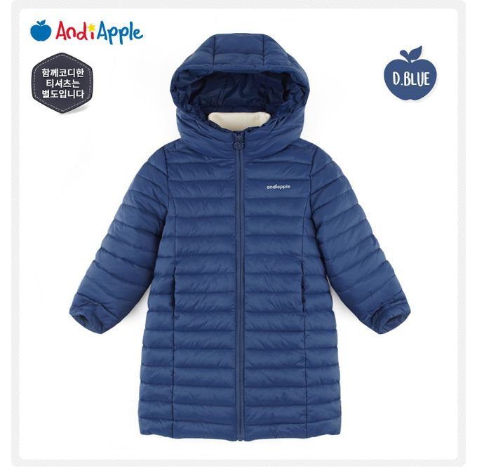 韓國 AndiApple - 輕量科技羽絨連帽連身外套-黑藍