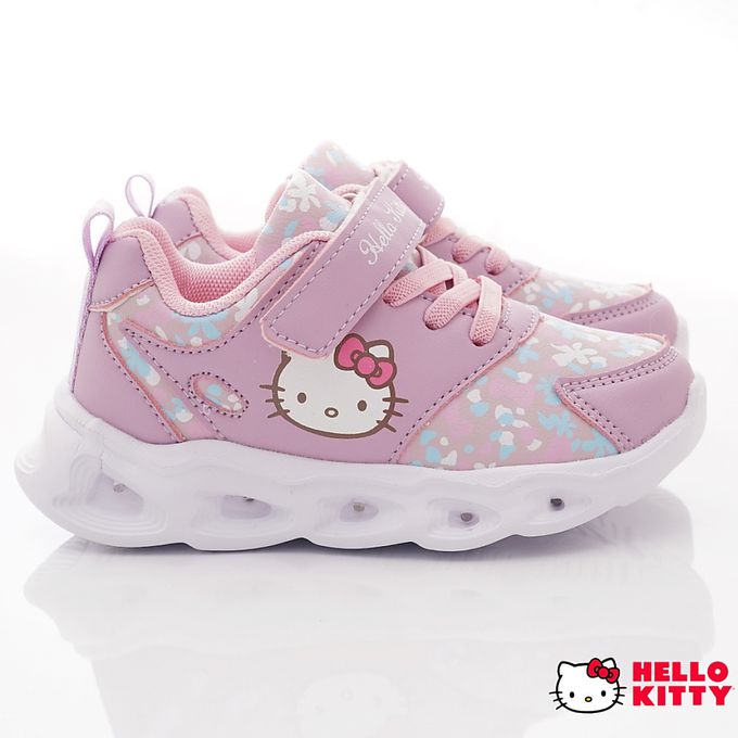 hello kitty 小花電燈炫亮款(中小童段)-休閒鞋-紫