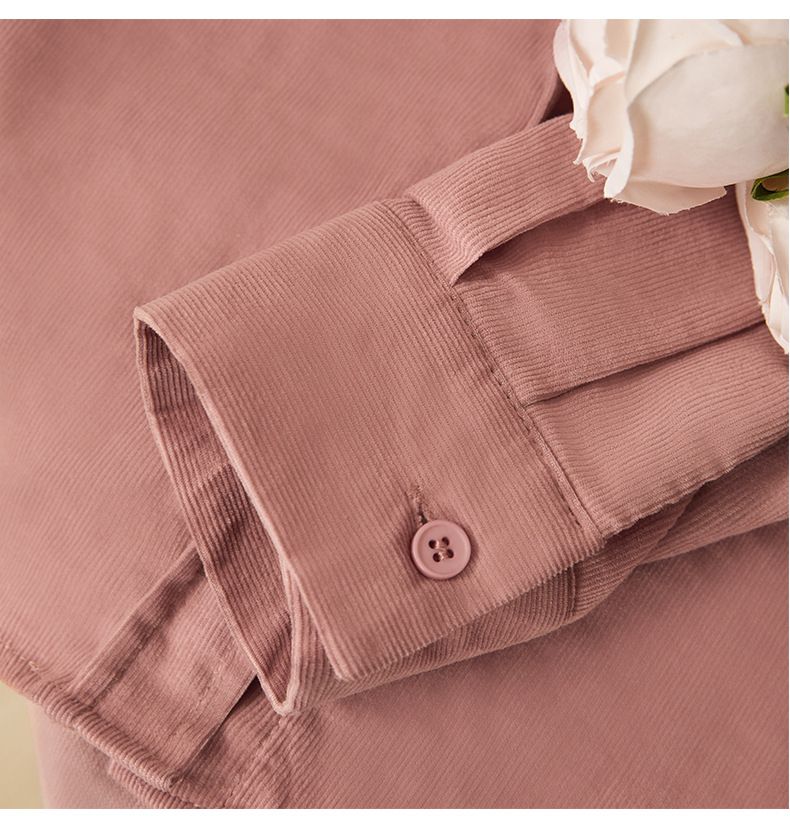 法式溫柔純色基礎長袖襯衫-咖啡色