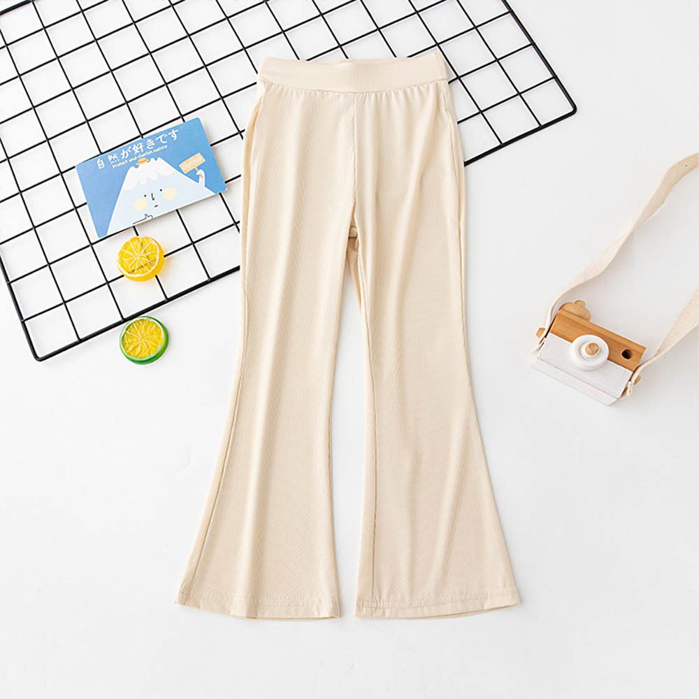 涼感透氣微喇叭褲-杏色