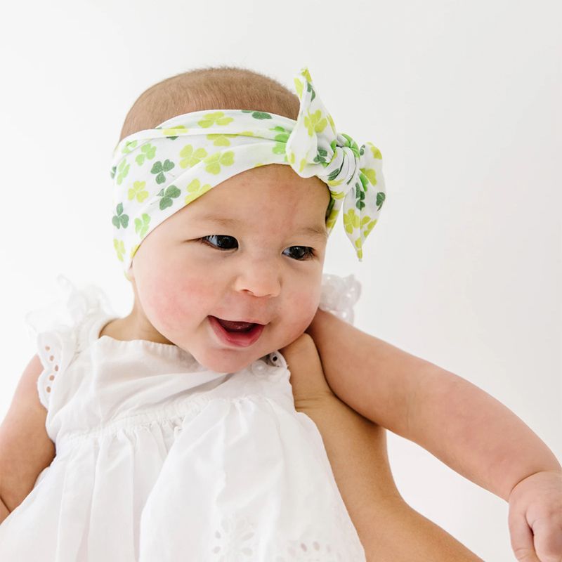 美國baby bling - 純手工極優雅細緻輕柔微彈性/毫無束縛感蝴蝶結髮帶/髮飾_印花經典款-酢漿草