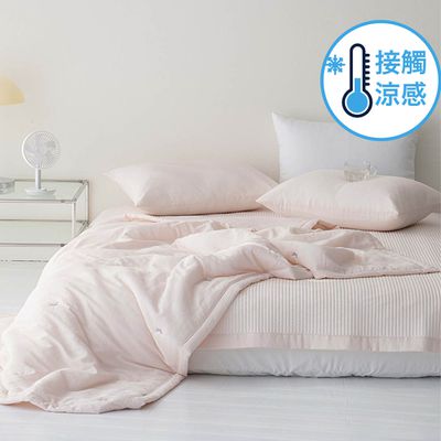 韓國棉被代購 - 韓國製 接觸瞬涼舒眠涼被-迷你蝴蝶結-淡粉