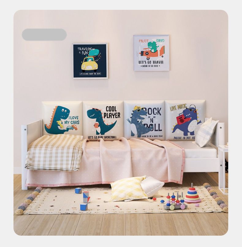 Vanibaby - 自黏式PU防撞壁貼-3片組_超厚3cm 防撞 防水 防霉 (嘻哈恐龍系列)-款式隨機3入