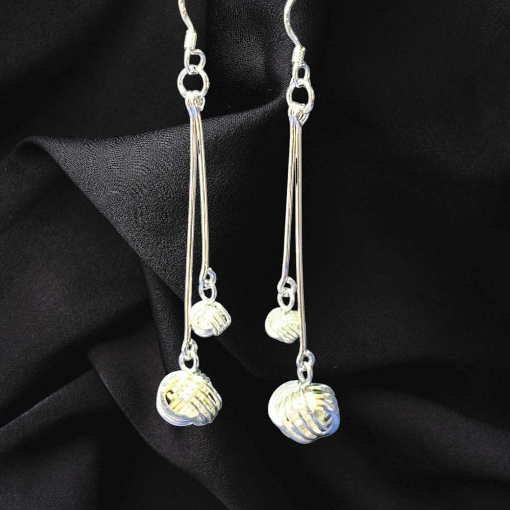 雙層圓球造型垂墜式耳飾耳針耳環 (F SIZE)