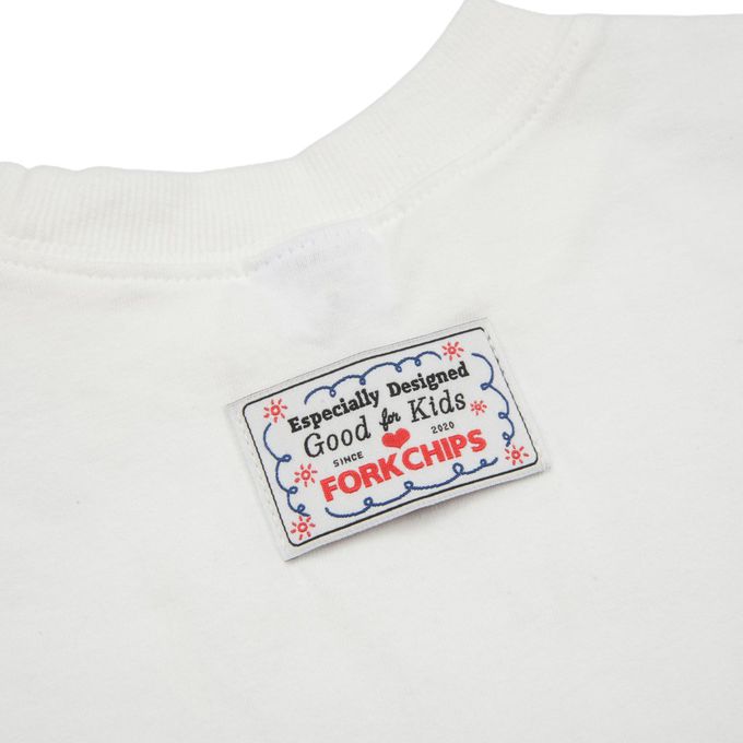 韓國 FORK CHIPS - 品牌刺繡點綴圓領長袖上衣-象牙白