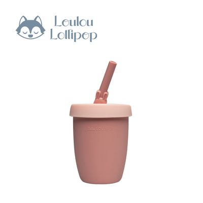Loulou Lollipop - 動物造型 兒童矽膠吸管杯-甜心邦尼
