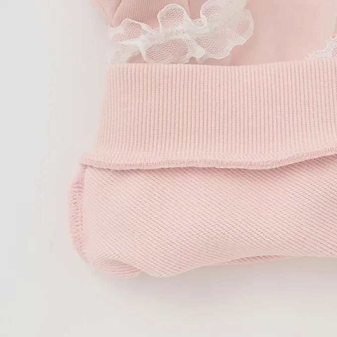 日本 Lycee mine - 夢幻蕾絲吊帶縮口長袖上衣-粉紅