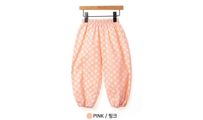 韓國 Bebezoo - 透氣純棉縮褲管防蚊褲-花花粉