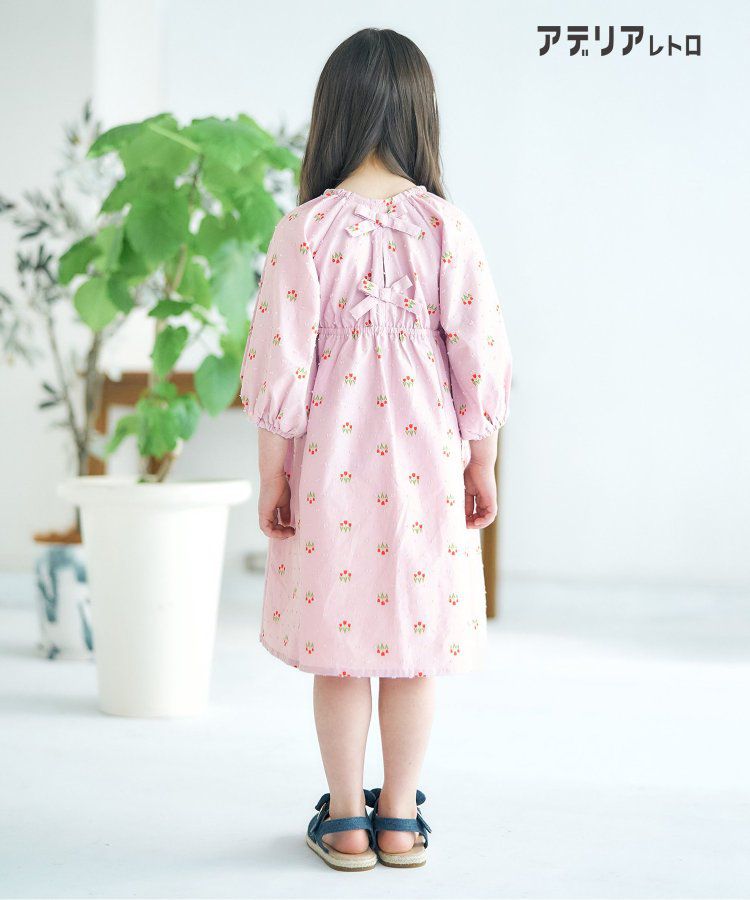 日本 apres les cours - 聯名款 背後蝴蝶結夢幻Ａ字洋裝-粉底小花