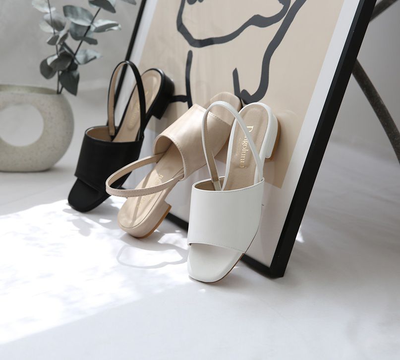 韓國 Dangolunni - 3cm寬面優雅細帶涼鞋-白