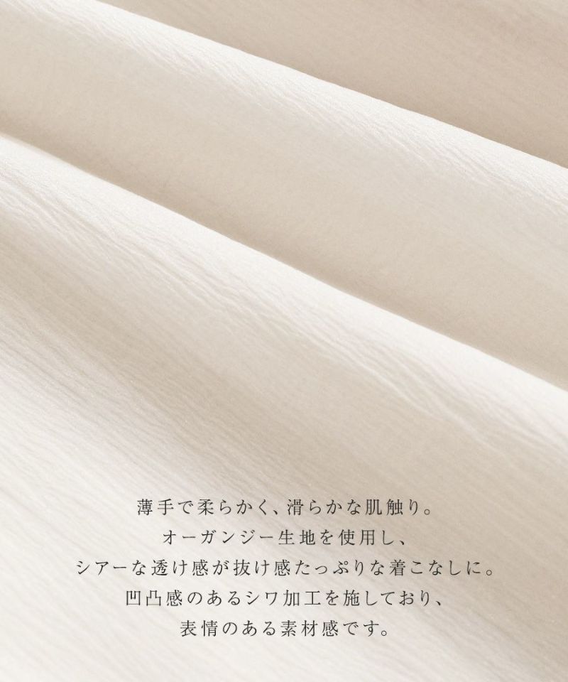 日本 zootie - 空氣感透膚優雅泡泡袖上衣-焦糖棕