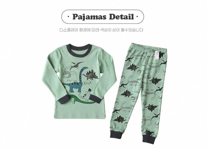 正韓 Puco - 超優質嬰幼兒/兒童長袖100% 有機純棉家居服/睡衣-恐龍塗鴉