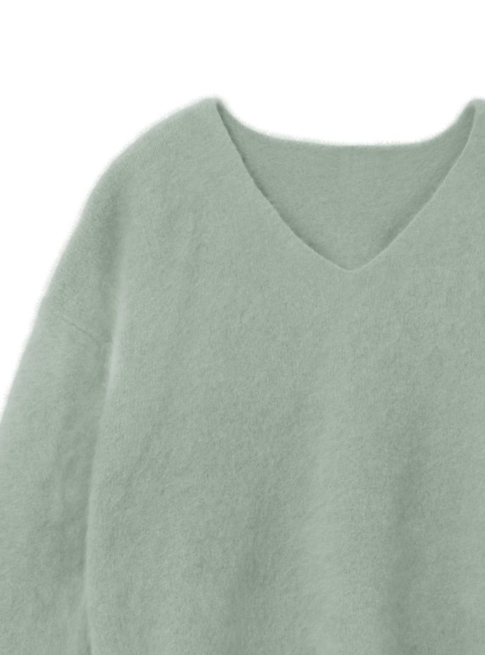 日本 GRL - 明星聯名款 柔軟刷毛V領毛衣-薄荷綠