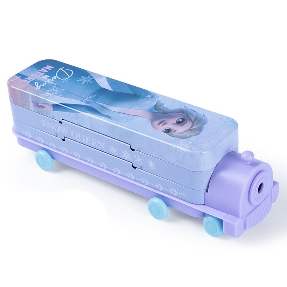 立體雙層火車鉛筆盒-卡通人物冰雪奇緣-紫色