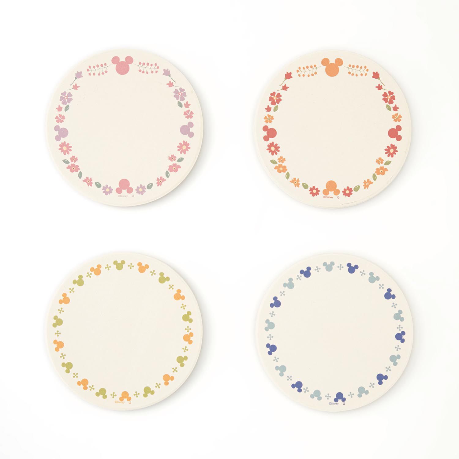 日本千趣會 - 迪士尼吸水杯墊四入組-公主素描