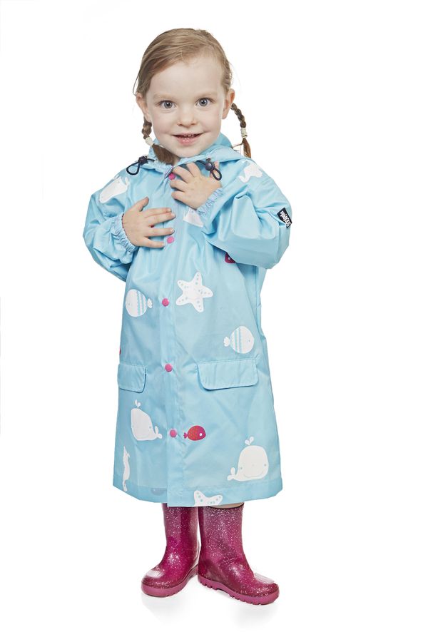英國 Squid Kids - 兒童變色防水風衣-小海星-水藍