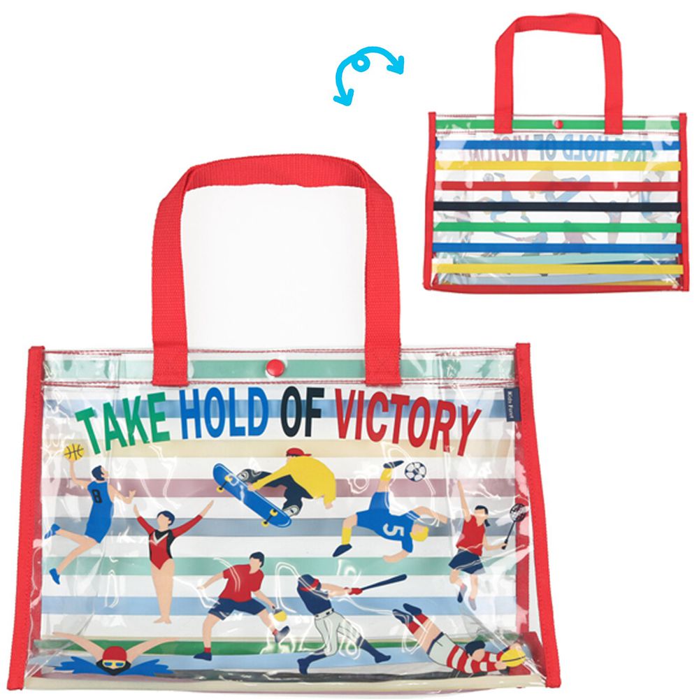 日本服飾代購 - 防水PVC游泳包(雙面圖案設計)-運動健將-紅 (25x36x13cm)