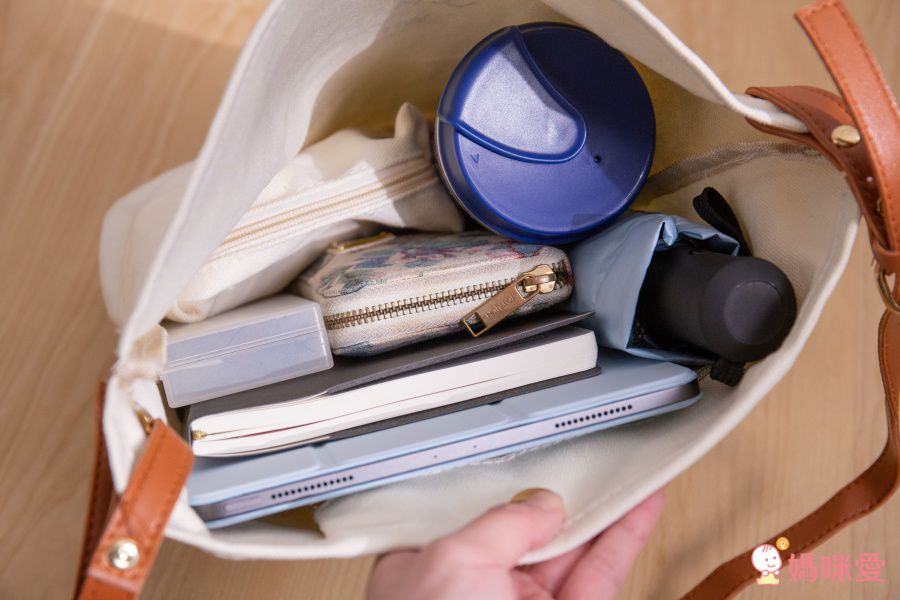 韓版 - 子母帆布包(附背帶,小收納袋)-黑