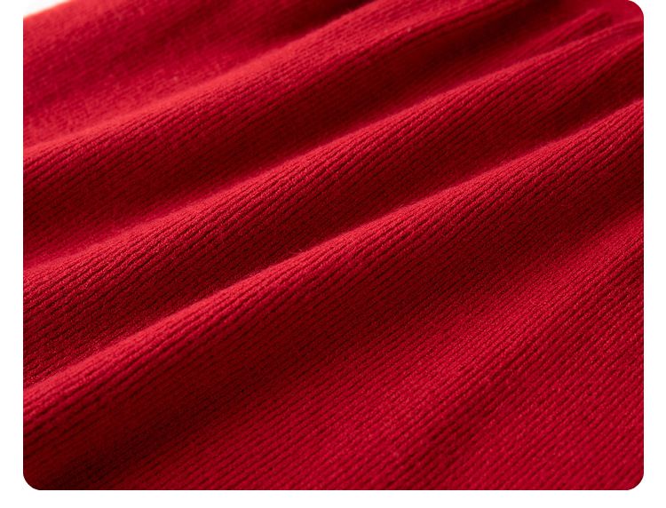 節慶針織毛衣開衫-紅色