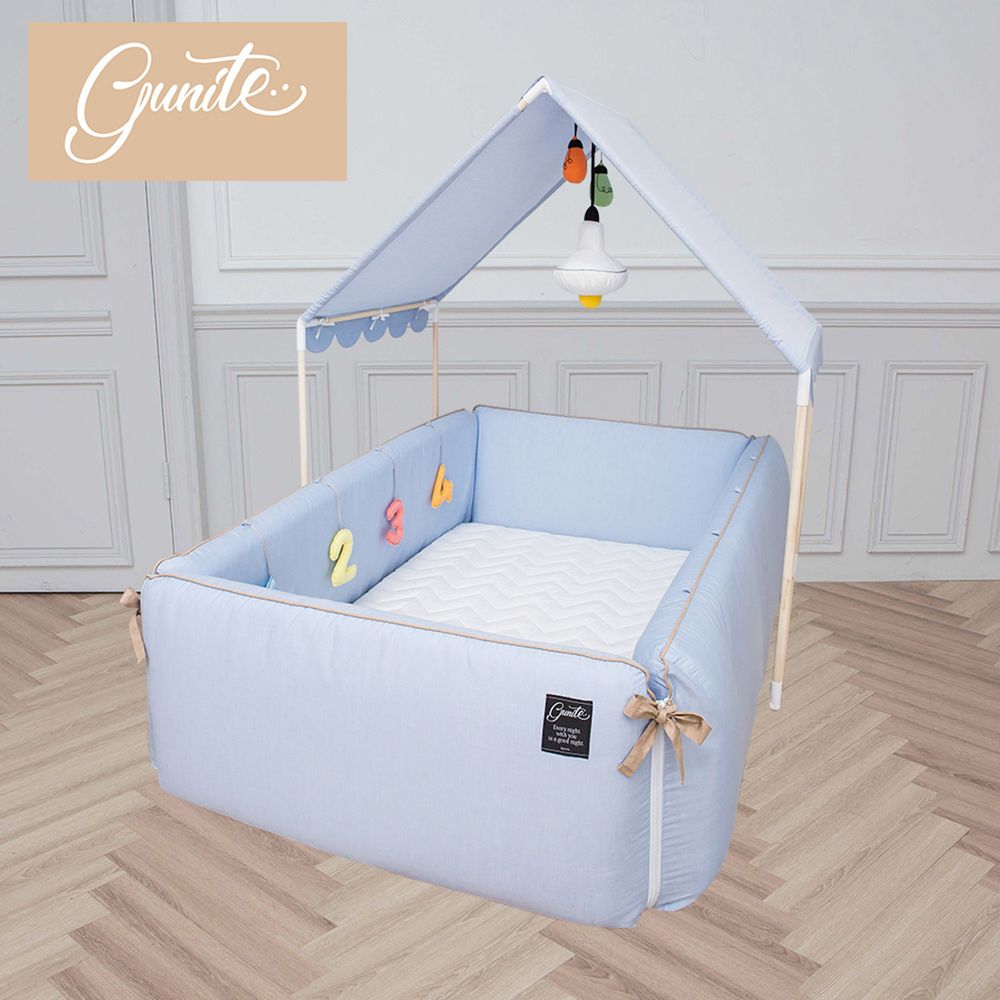gunite - 落地式沙發嬰兒陪睡床0-6歲-全套組-丹麥藍