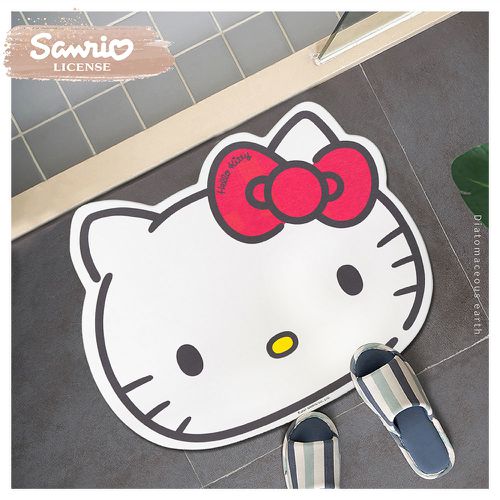 三麗鷗Sanrio 凱蒂貓 大臉造型 硬式珪藻土吸水地墊 腳踏墊 吸水墊 40x50