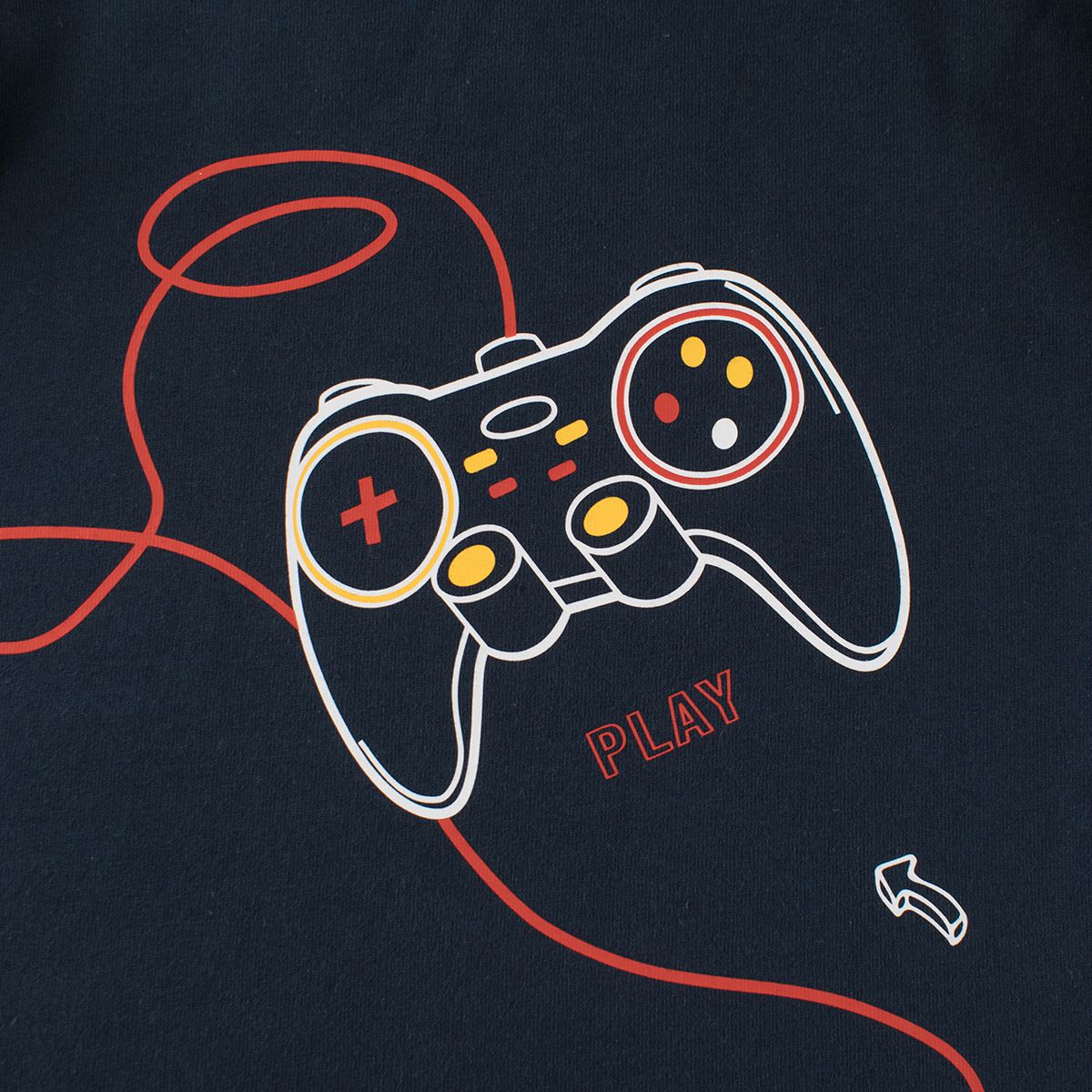 純棉圓領薄長袖上衣-遊戲手把-深藍色