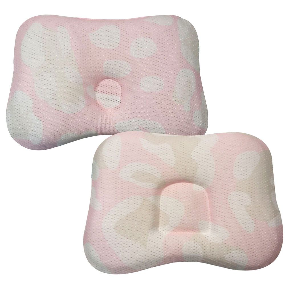 COMFi - 透氣嬰兒定型枕-( 0~18個月)方形+(3~24個月)圓形-粉色 (23 x 33x3(頸部)/5(兩側)/4(頭頂)cm)