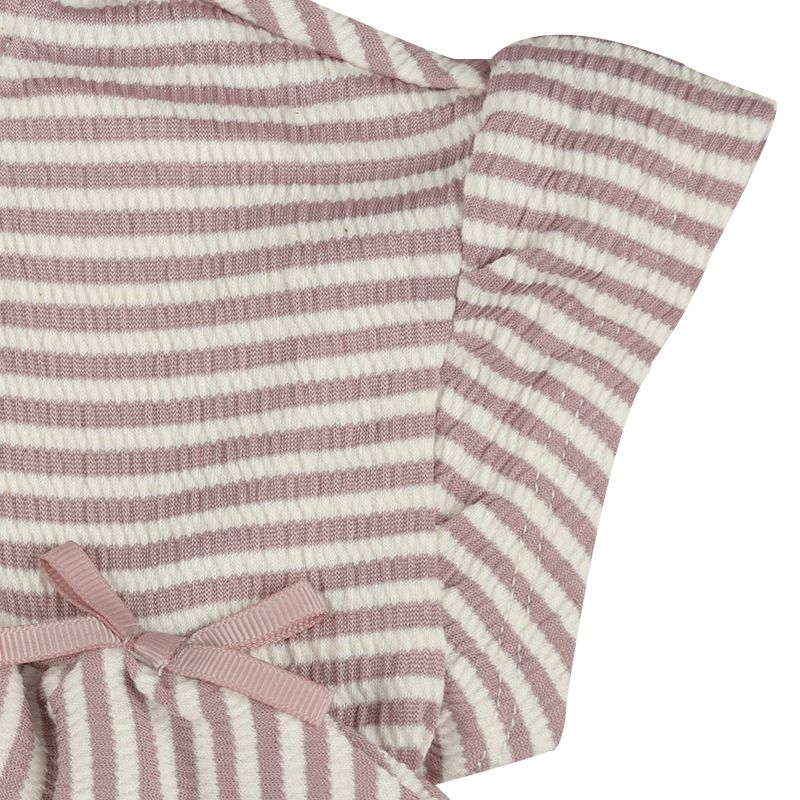 akachan honpo - 短袖洋裝 楊柳布-直條紋-粉紅色