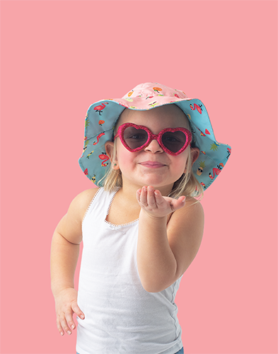 加拿大 flapjackkids - 雙面小童遮陽帽/防曬帽-紅鸛/水果