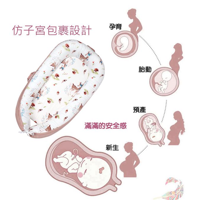 Vanibaby - 嬰兒床中床豪華9件組 -(機洗機烘 頂級純棉)-溫馨小鹿