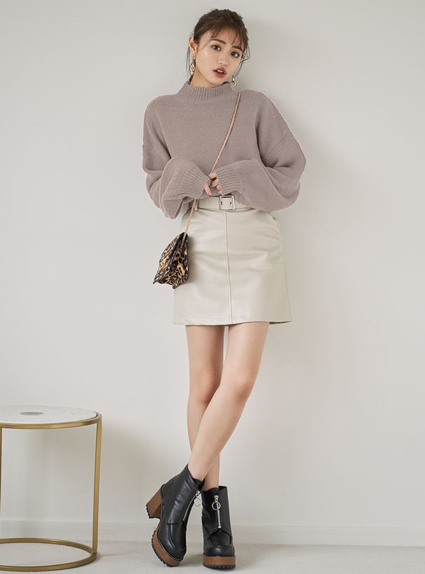 日本 GRL - 明星聯名款 修身半高領毛衣-古典綠