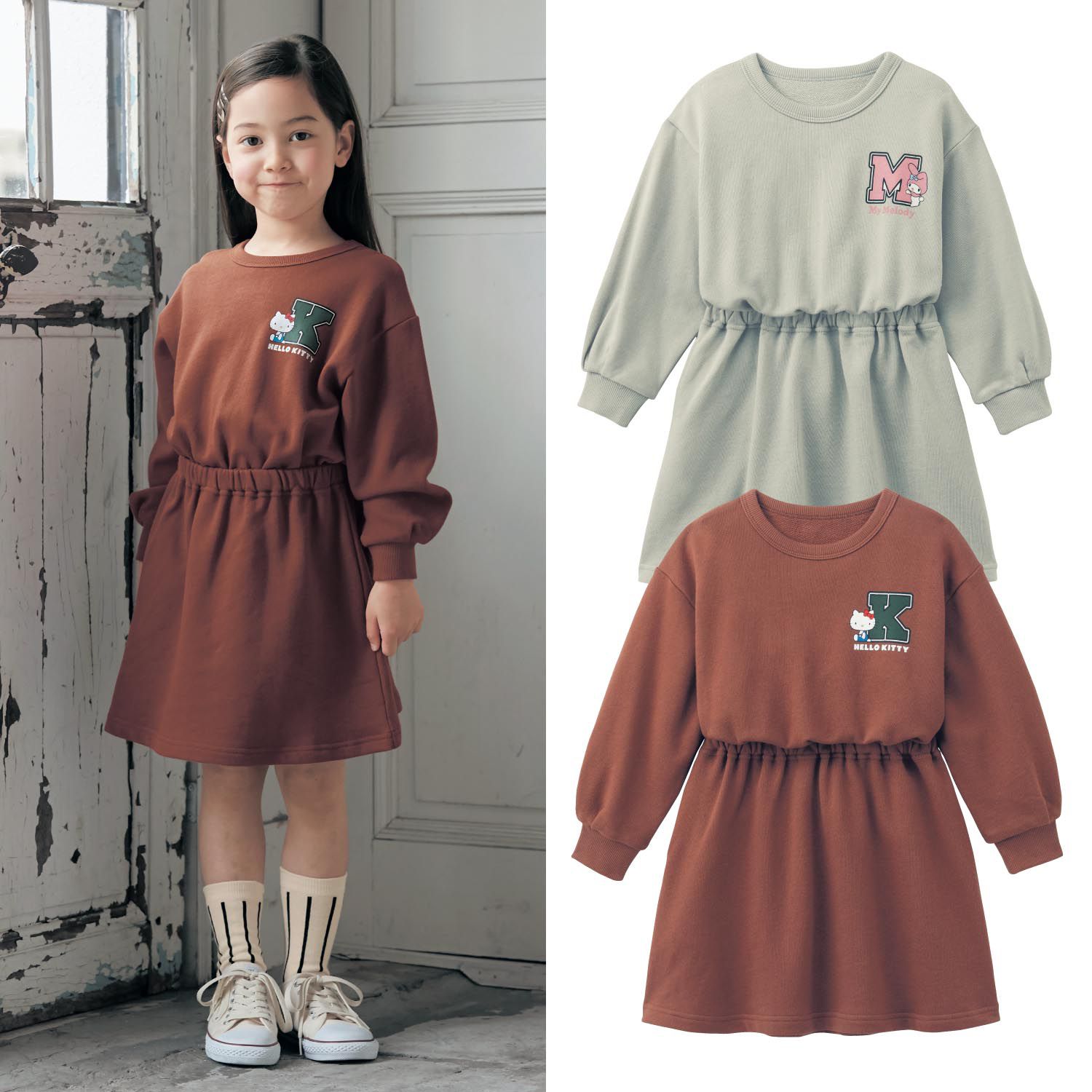 日本千趣會 - 三麗鷗裏毛長袖洋裝-美樂蒂-灰