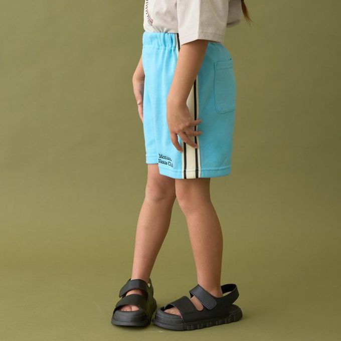 日本 b-ROOM - 側邊線條休閒短褲(4分丈)-燕麥